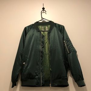 UNIF X URBAN OUTFITTERS Green Satin Bomber Jacket